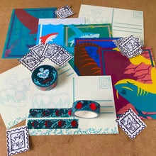 Load image into Gallery viewer, Moon Phases Red Foil Washi Tape: Stationary Bundle