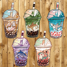 Load image into Gallery viewer, Bubble Tea Shark Sticker Set