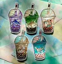 Load image into Gallery viewer, Bubble Tea Shark Sticker Set