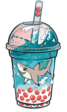 Load image into Gallery viewer, Bubble Tea Shark Sticker Set