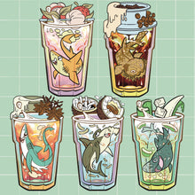 Load image into Gallery viewer, Asain Drink Shark Sticker Set