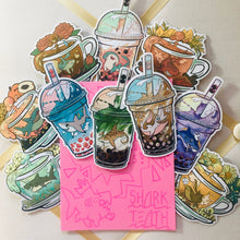 Load image into Gallery viewer, Bubble Tea Shark Sticker Set