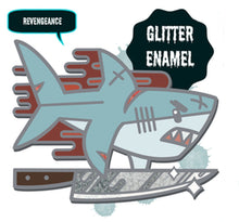 Load image into Gallery viewer, Great Knife Shark Hard Enamel Glitter Shark Pin