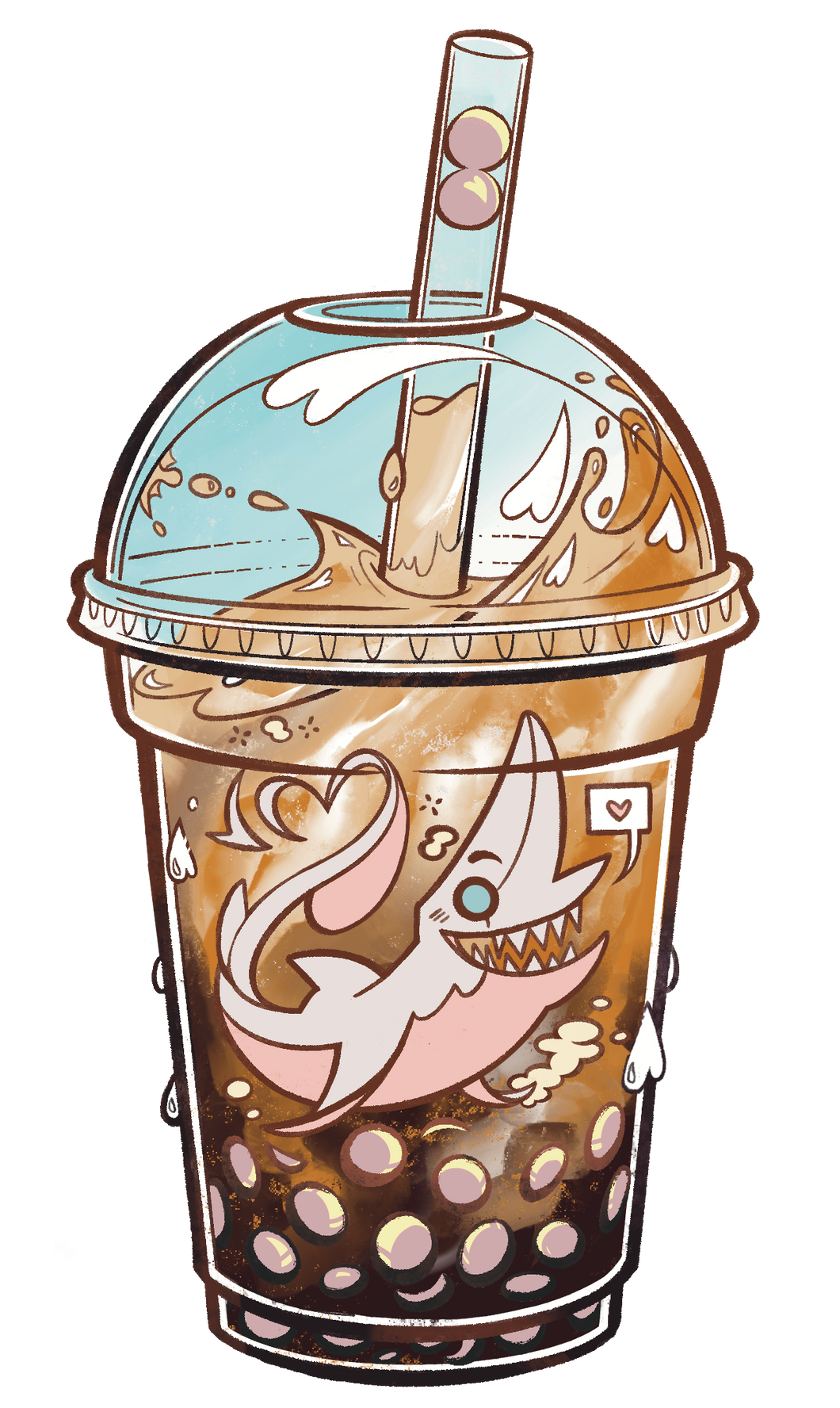 Bubble Tea Shark Sticker Set