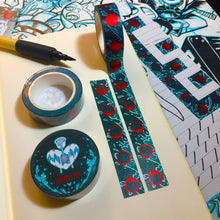 Load image into Gallery viewer, Moon Phases Red Foil Washi Tape

